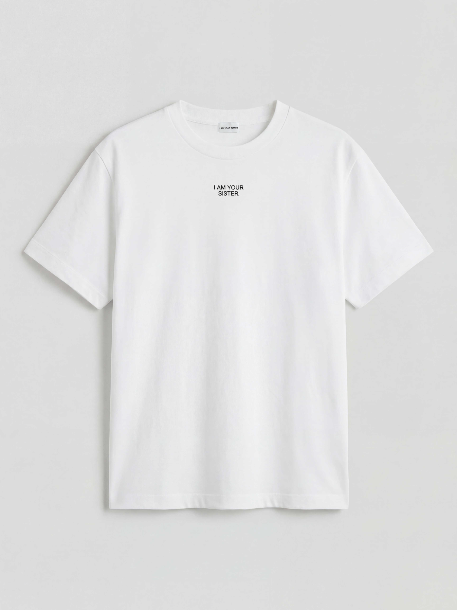 White Sister t-shirt with text on a light gray background